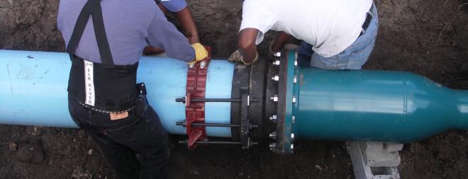 Z pipe transition to mainline Pumpstation discharge connection